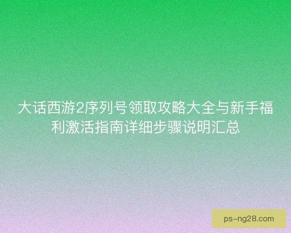 大话西游2序列号领取攻略大全与新手福利激活指南详细步骤说明汇总